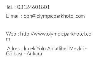 Olympic Park Hotel Aqua & Sport Center iletiim bilgileri